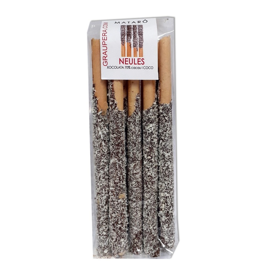 Neules Banyades amb Xocolata Negra 70% i coco - Bossa