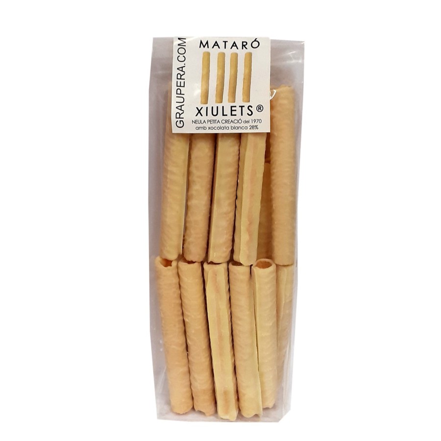 Xiulets de xocolata blanca