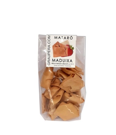 Neula farcida de xocolata blanca i maduixes del Maresme bossa